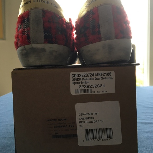 Golden Goose Superstar Red Blue Green Plaid 36 NIB - Picture 3 of 8